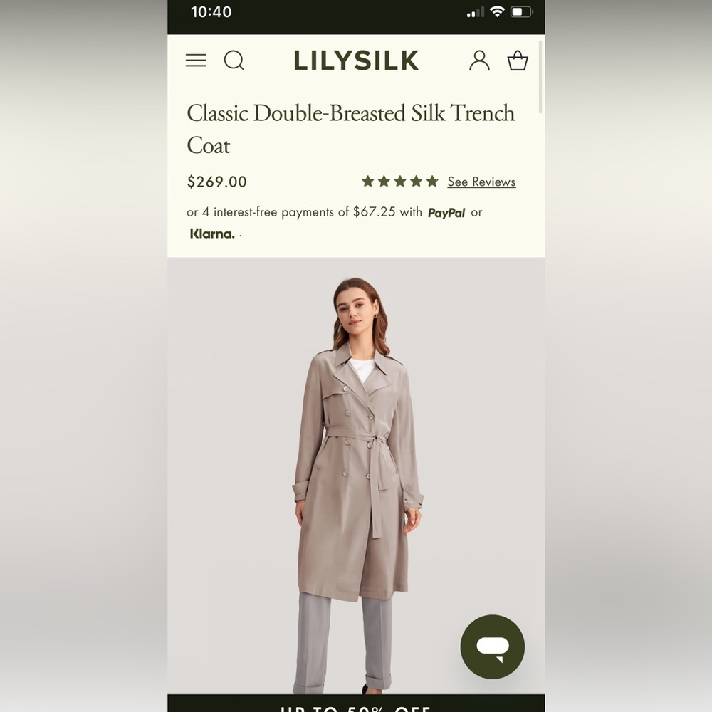 LilySilk trench coat SMALL size